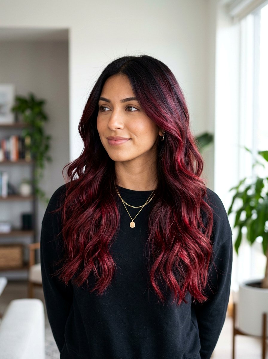 Ruby Balayage with Dark Roots on Brunette Hair - 20 ruby balayage on brunette hair - 20 ruby balayage on brunette hair