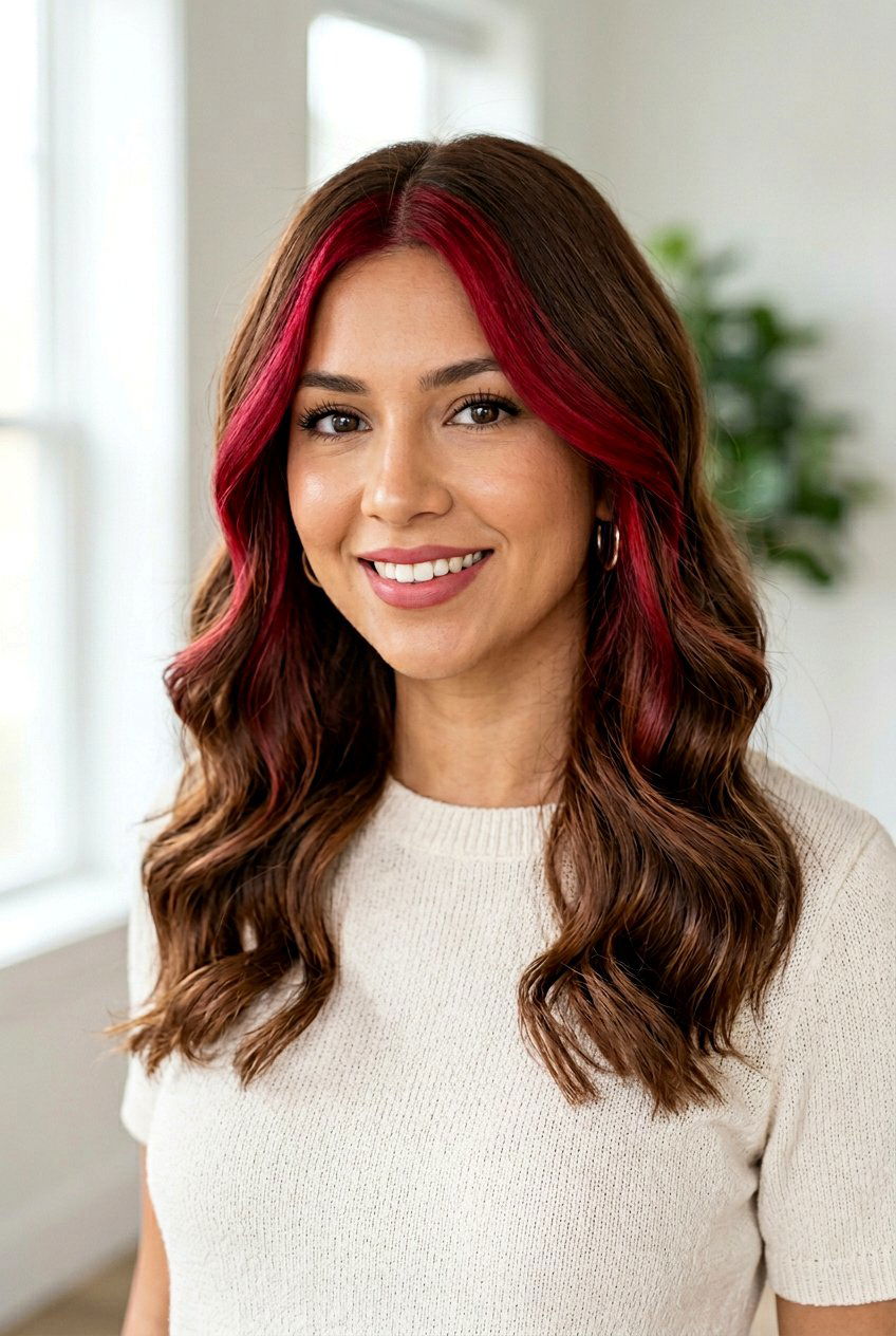 Ruby Brunette Money Piece On Brown Hair - 20 ruby brunette hair color - 20 ruby brunette hair color