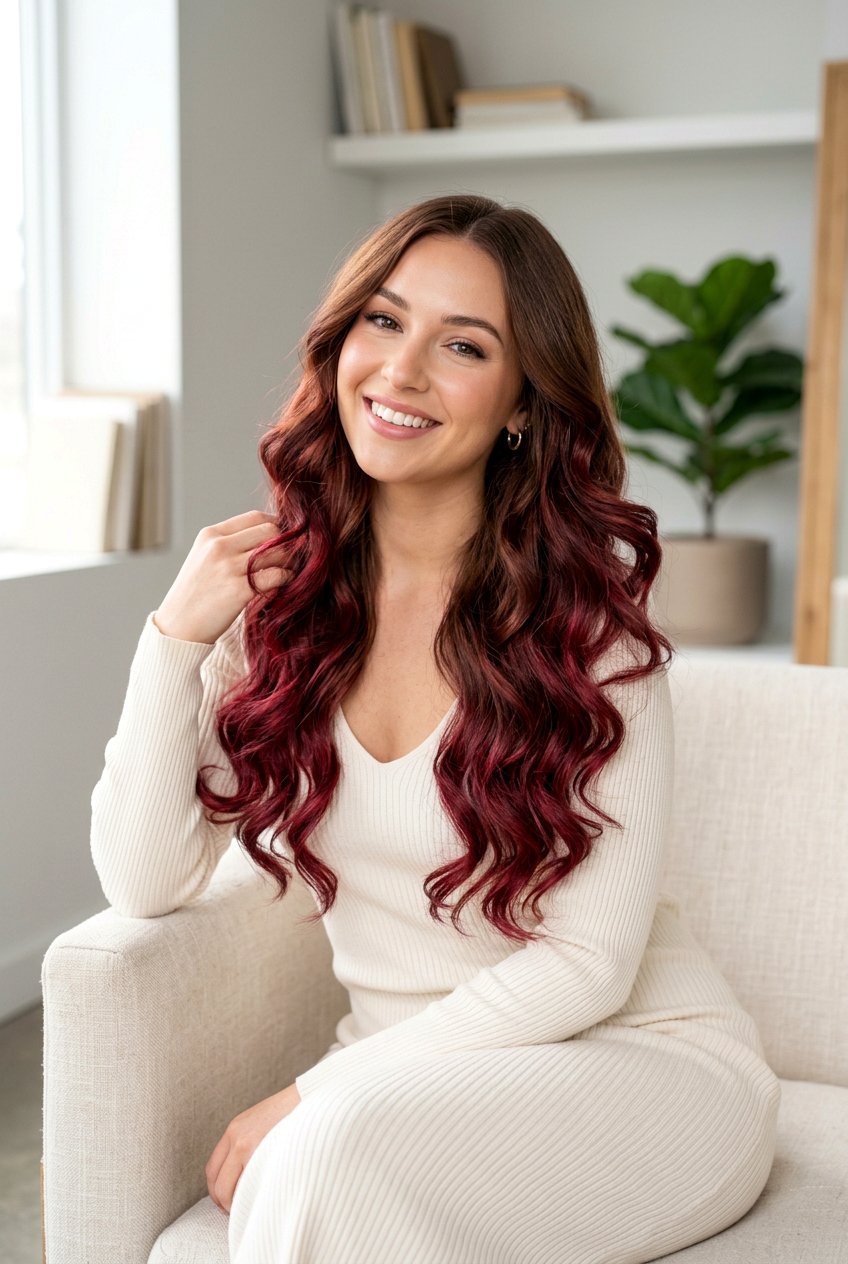 Ruby Brunette Ombre On Long Hair - 20 ruby brunette hair color - 20 ruby brunette hair color