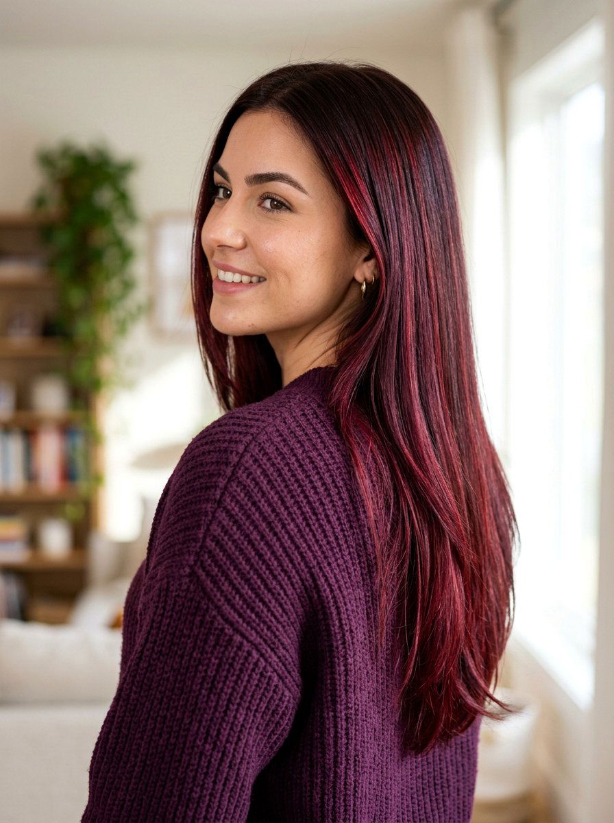 Ruby Plum Balayage on Brunette Hair - 20 ruby balayage on brunette hair - 20 ruby balayage on brunette hair