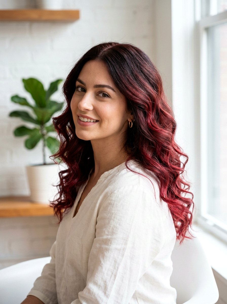 Ruby Red Balayage On Brunette Hair - 20 ruby red highlights on brunette hair - 20 ruby red highlights on brunette hair