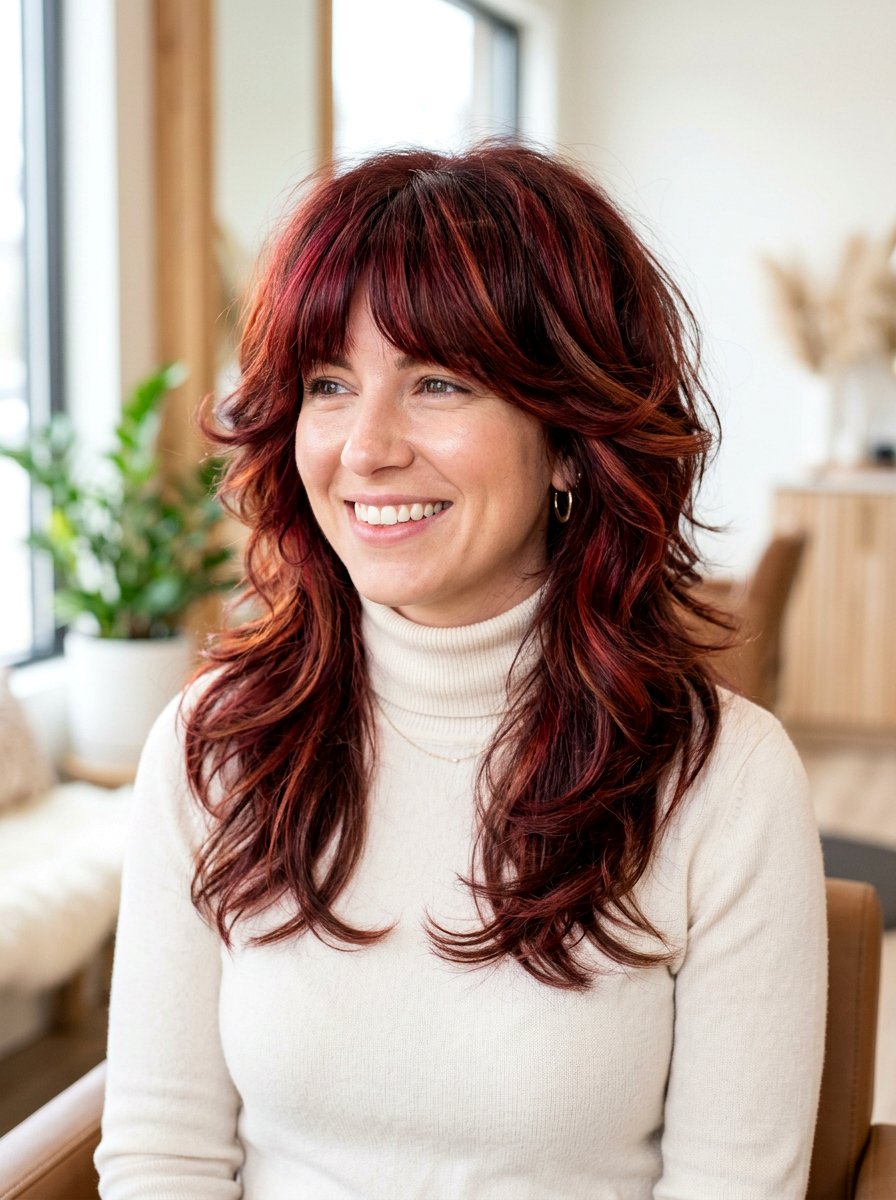 Ruby Red Brown Butterfly Cut - 20 red brown hair color for winter - 20 red brown hair color for winter