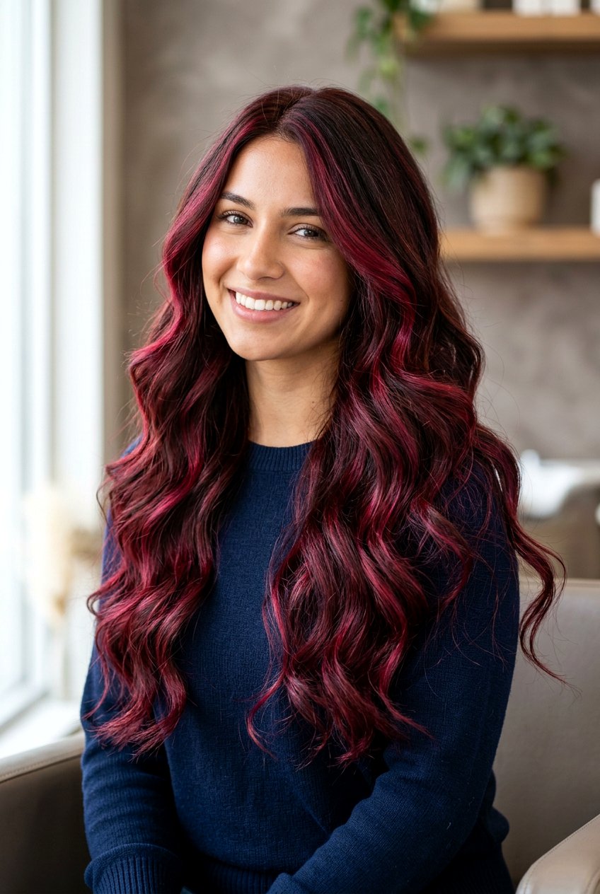 Ruby Red Highlights Dark Brown Hair - 20 red highlights on dark brown hair - 20 red highlights on dark brown hair