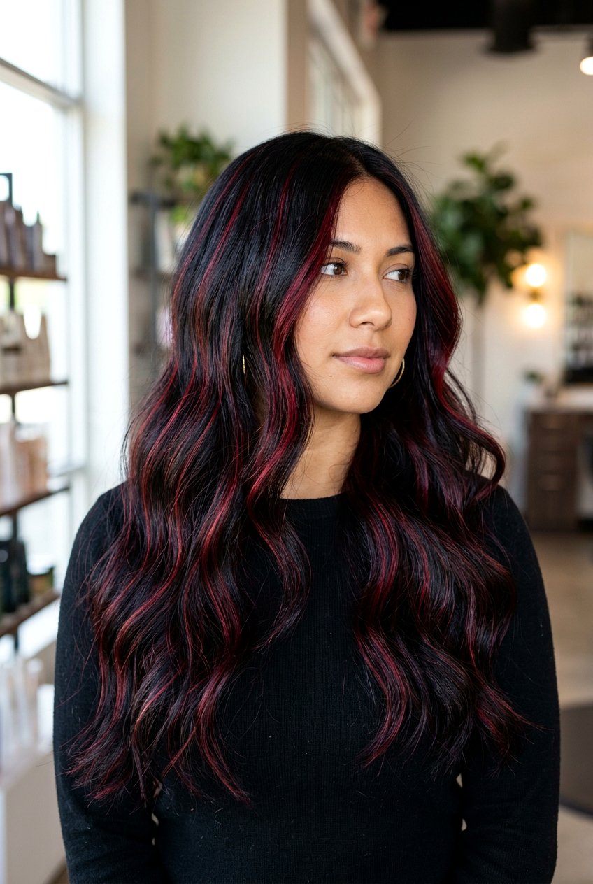 Ruby Red Highlights On Black Hair - 20 ruby red hair color - 20 ruby red hair color