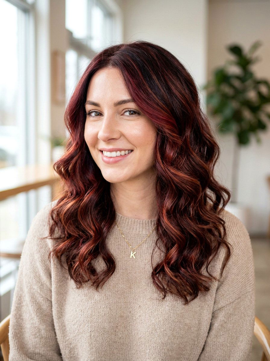Ruby Red Highlights On Brunette With Copper Accents - 20 ruby red highlights on brunette hair - 20 ruby red highlights on brunette hair