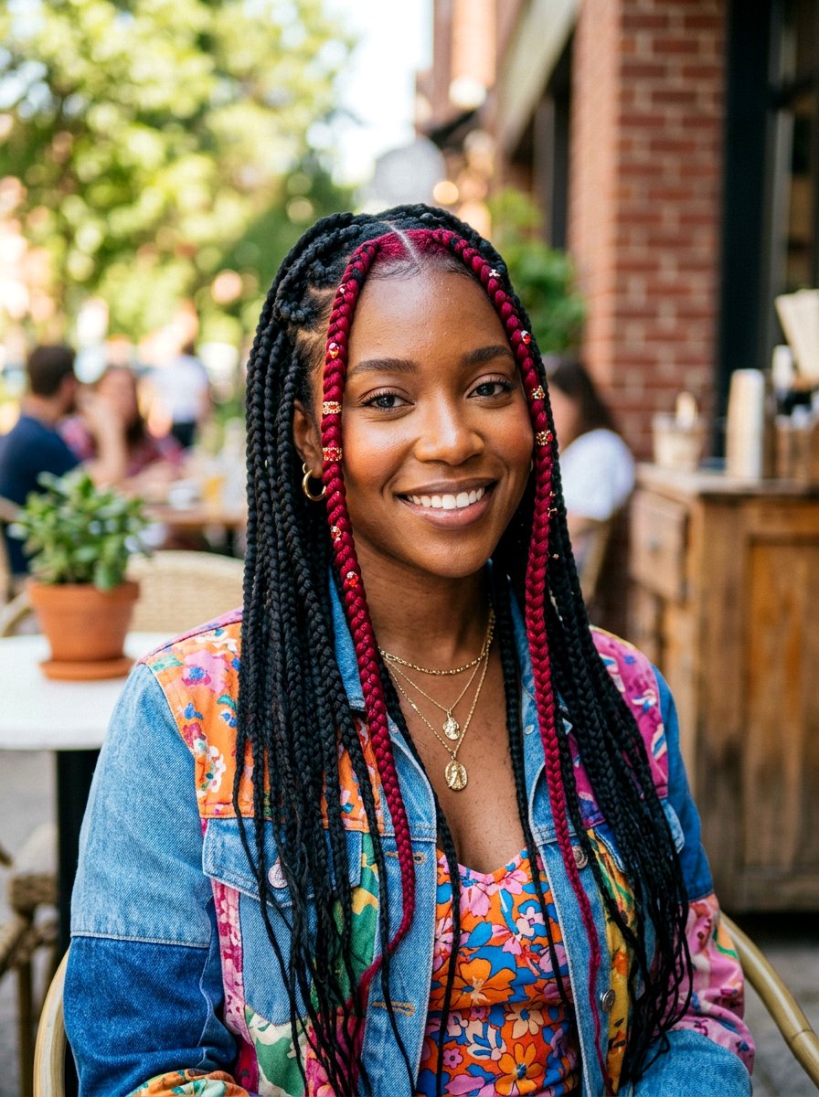 Ruby Red Money Piece Black Braided Hair - 20 red money piece for black hair - 20 red money piece for black hair