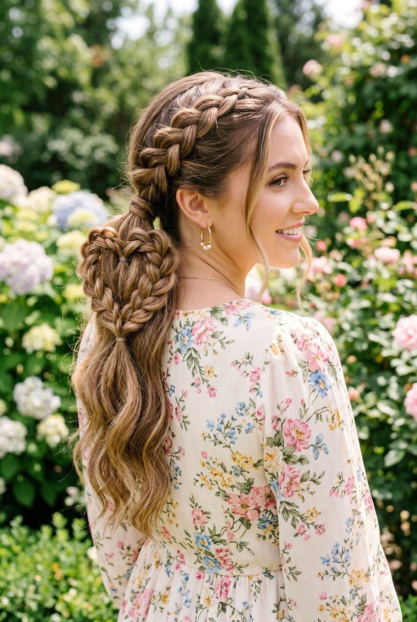 Ruffle Braid Heart Ponytail - 20 heart ponytail hairstyle - 20 heart ponytail hairstyle