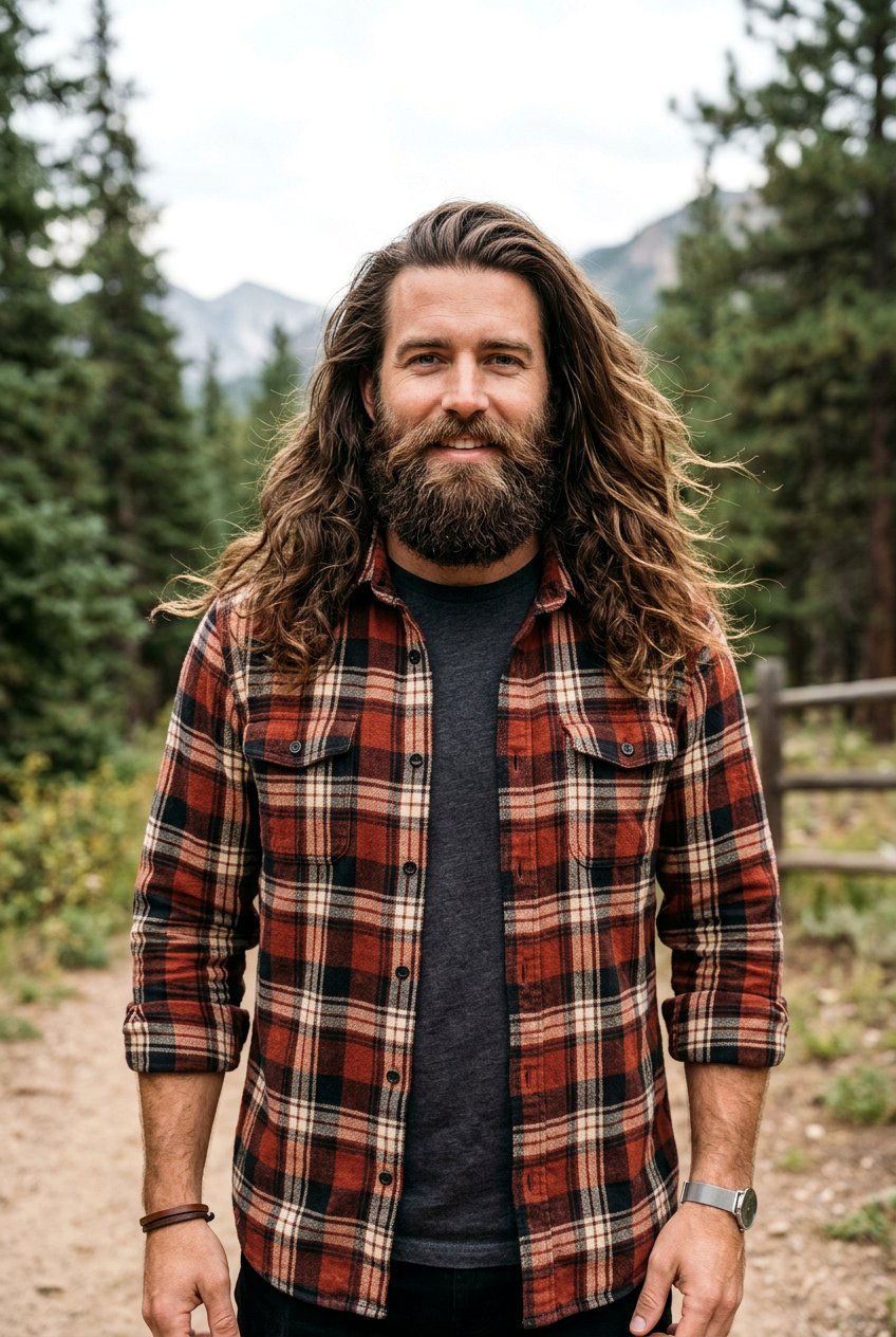 Rugged Beard Flow - 20 shoulder length flow haircut men - 20 shoulder length flow haircut men