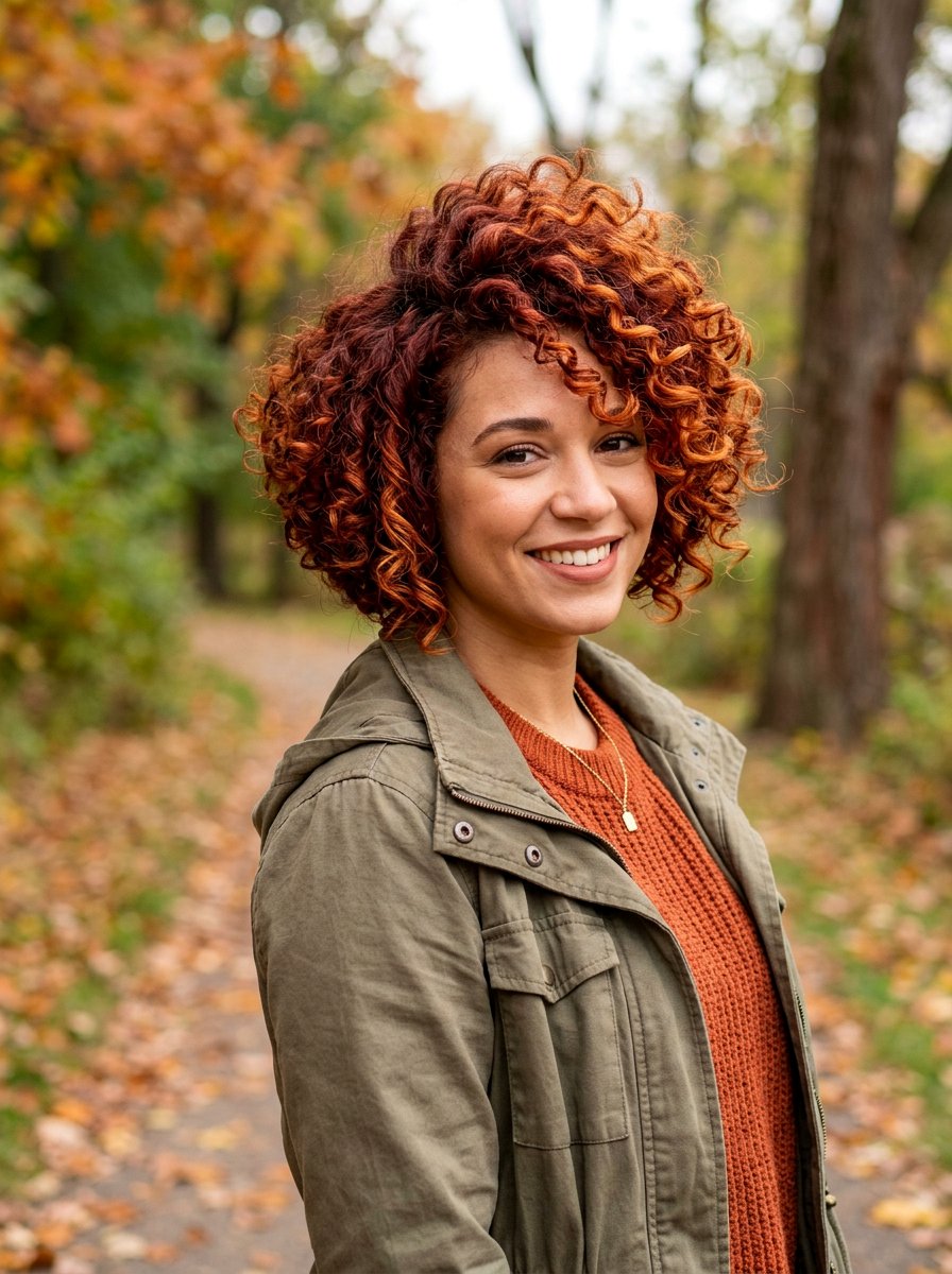 Rust Red Balayage Tapered Curly Bob - 20 red balayage for curly bob - 20 red balayage for curly bob