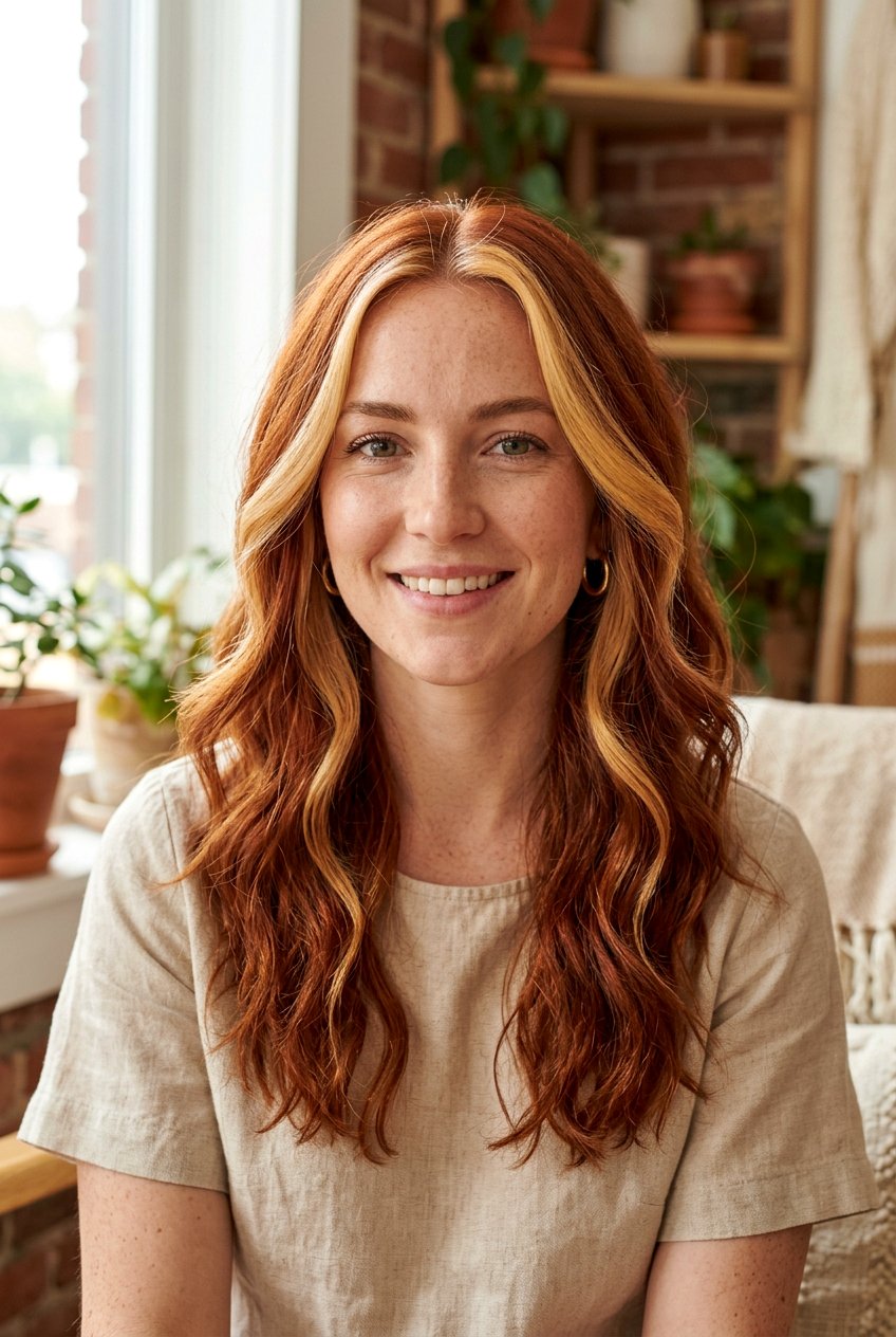 Rust Red Hair with Blonde Money Piece - 20 red hair with blonde money piece - 20 red hair with blonde money piece