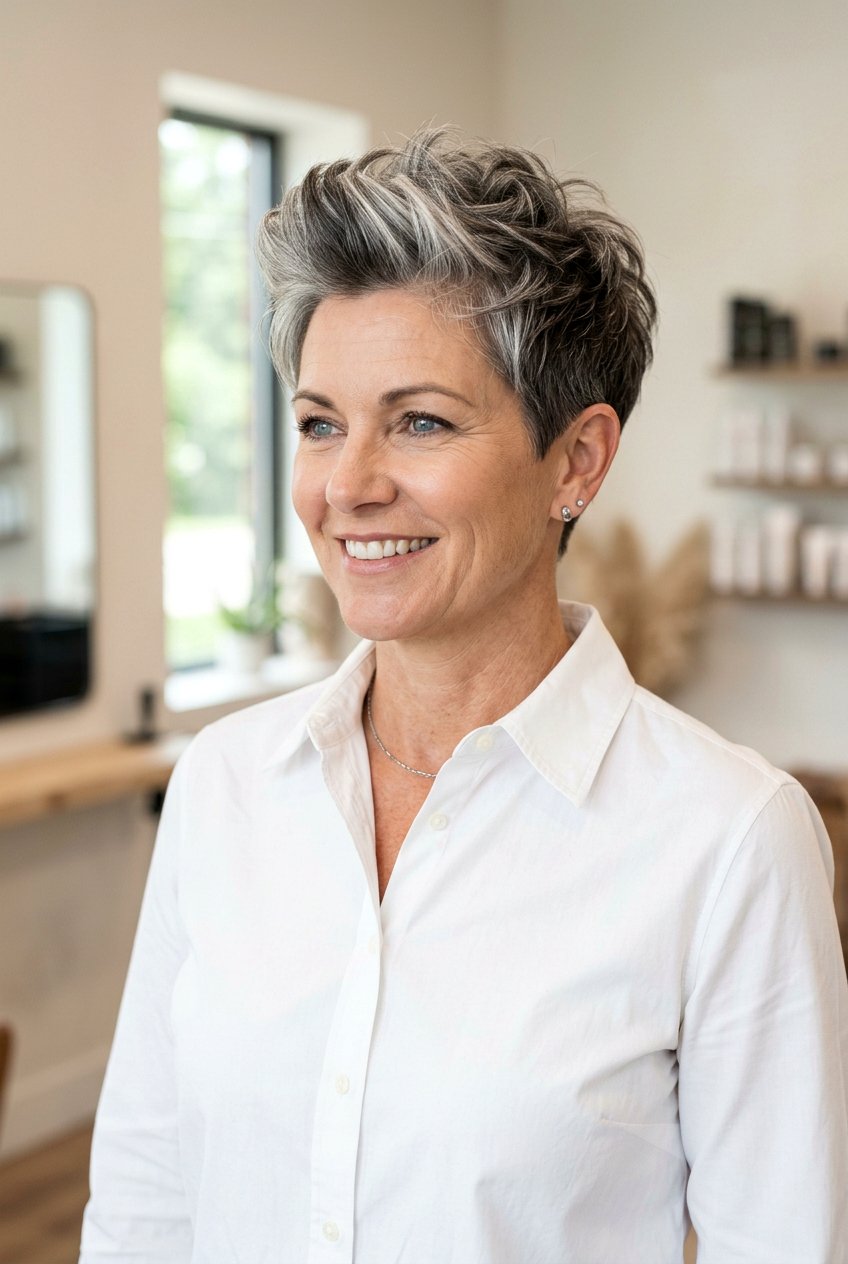 Salt And Pepper Balayage On Short Pixie - 20 salt and pepper balayage - 20 salt and pepper balayage