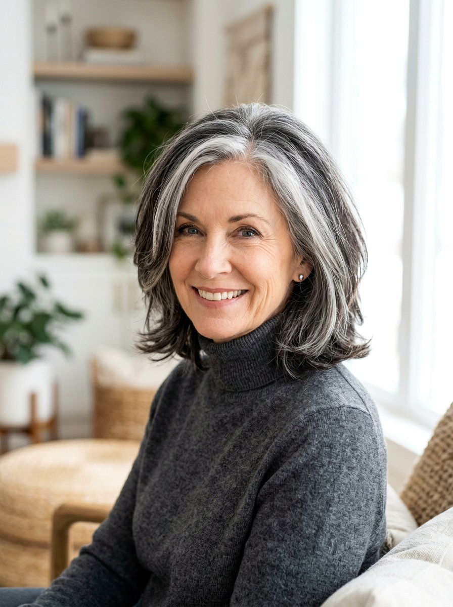 Salt And Pepper Blending - 20 silver highlights for women over 60 - 20 silver highlights for women over 60