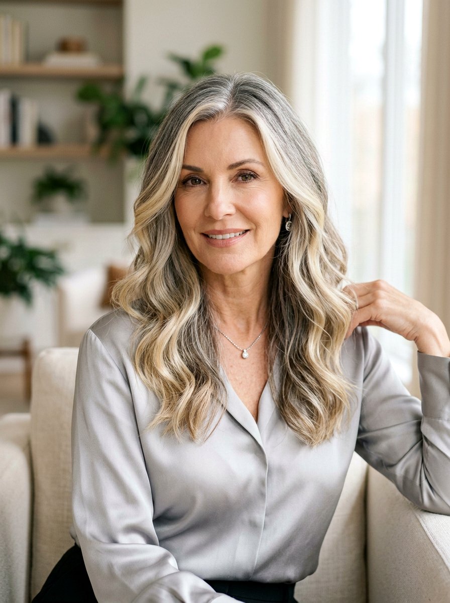 Salt And Pepper Blonde Balayage Transition - 20 rooted gray blonde balayage - 20 rooted gray blonde balayage