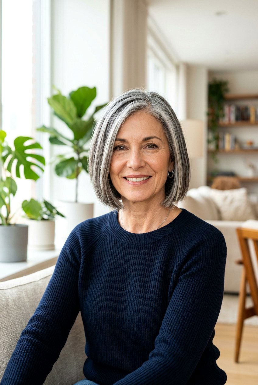 Salt And Pepper Bob - 20 short hairstyles for women over 50 - 20 short hairstyles for women over 50