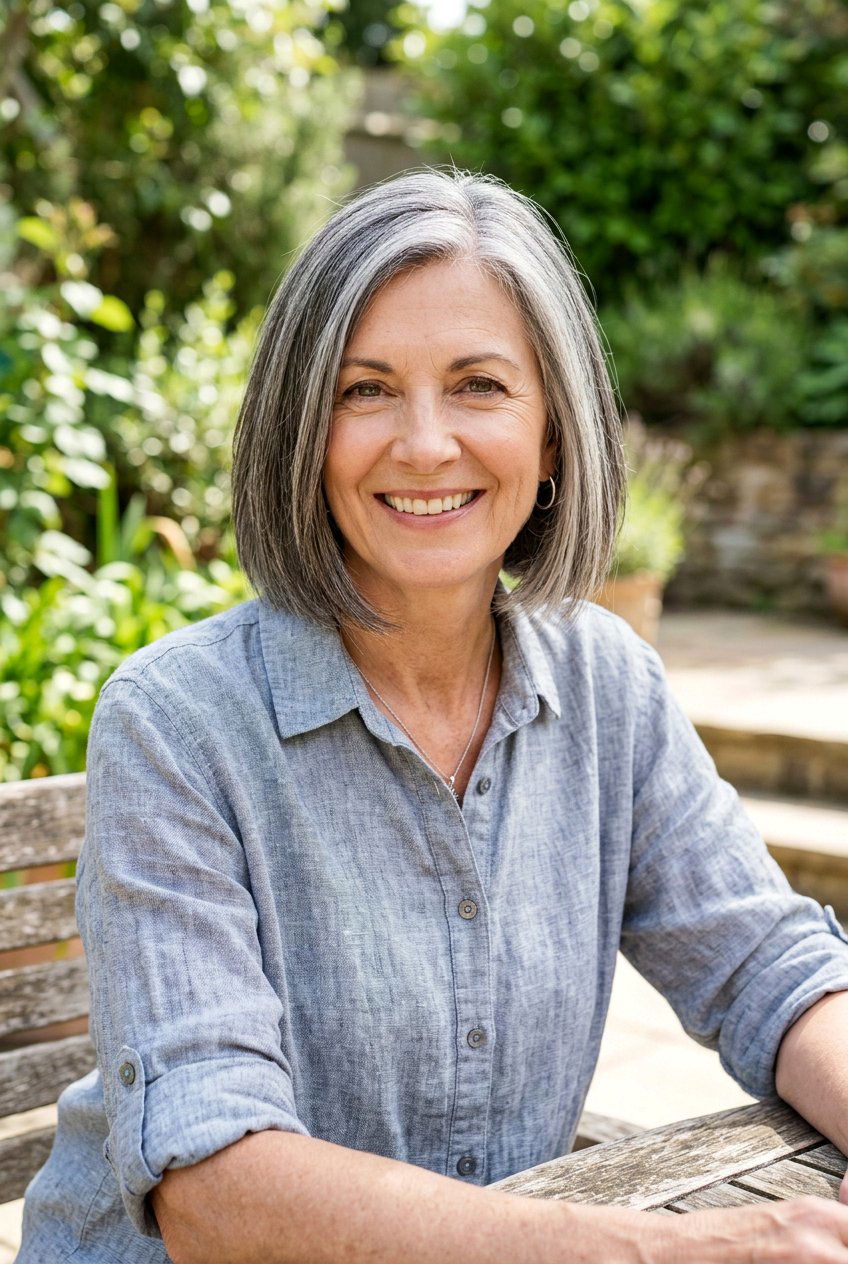 Salt And Pepper Bob - 20 natural hairstyles for women over 50 - 20 natural hairstyles for women over 50