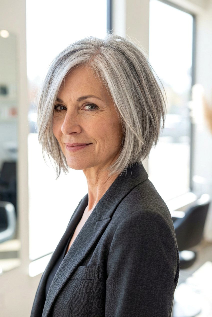 Salt And Pepper Bob Haircut - 20 best haircuts for women over 50 - 20 best haircuts for women over 50