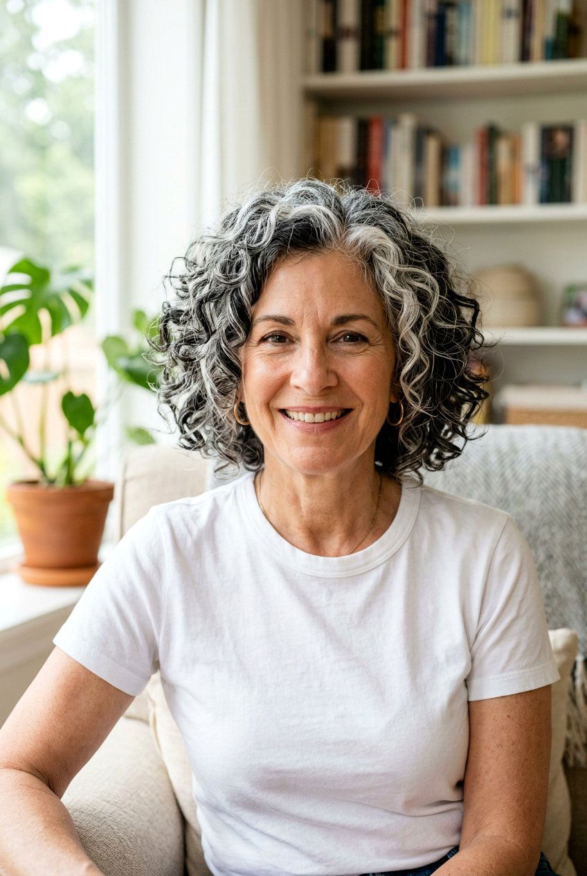 Salt And Pepper Curly Bob - 20 curly bob for mature women - 20 curly bob for mature women