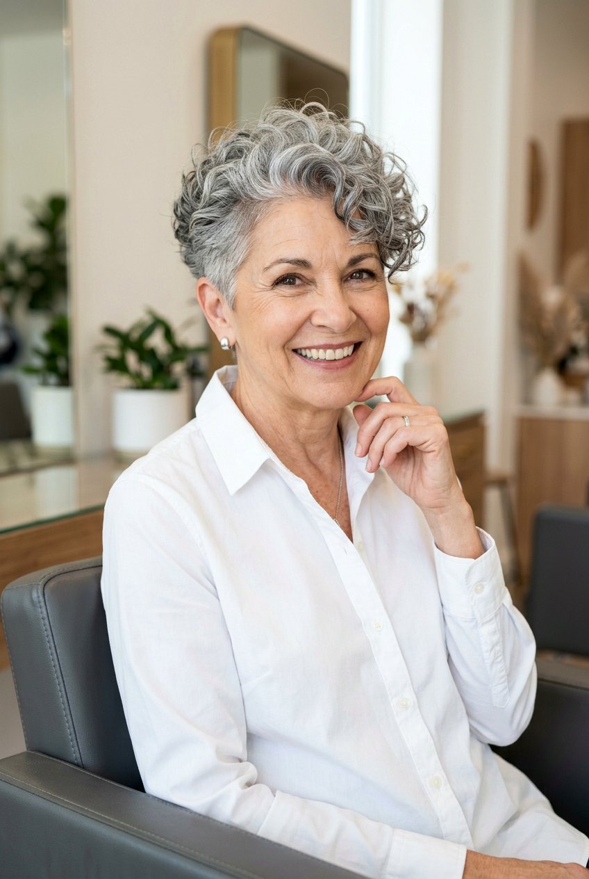 Salt And Pepper Curly Pixie - 20 curly pixie for older women - 20 curly pixie for older women