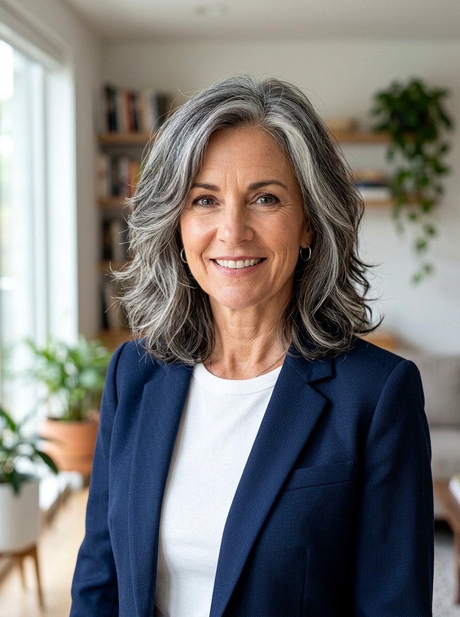 Salt And Pepper Layered Haircut - 20 older women classy hair color ideas - 20 older women classy hair color ideas