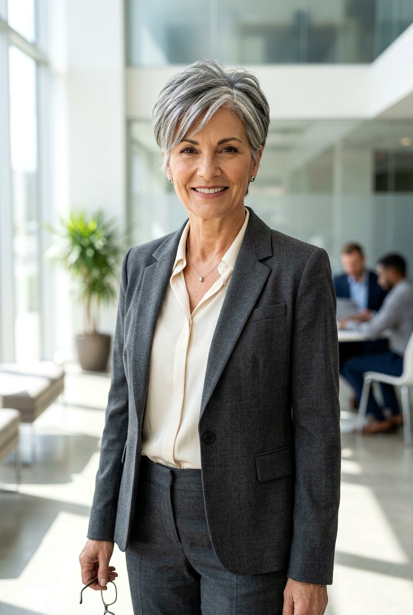 Salt And Pepper Layered Pixie - 20 low maintenance layered haircut for mature women - 20 low maintenance layered haircut for mature women