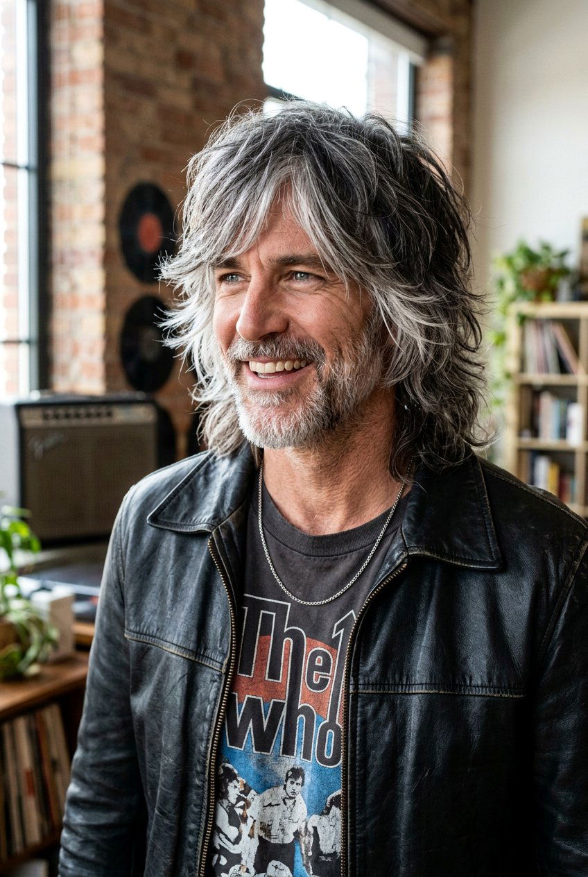 Salt And Pepper Long Shag - 20 long layers haircut for older men - 20 long layers haircut for older men