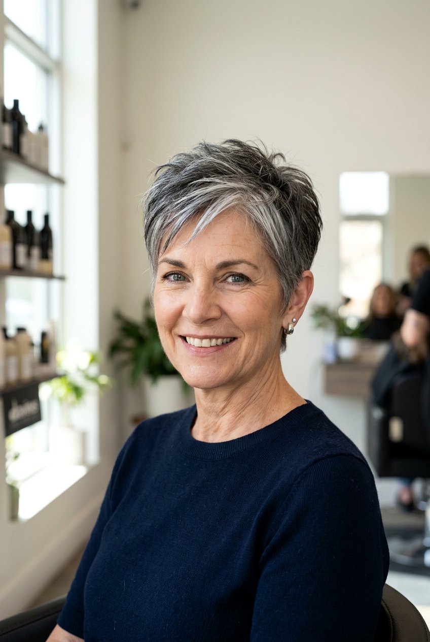 Salt And Pepper Pixie - 20 hairstyles for gray hair - 20 hairstyles for gray hair