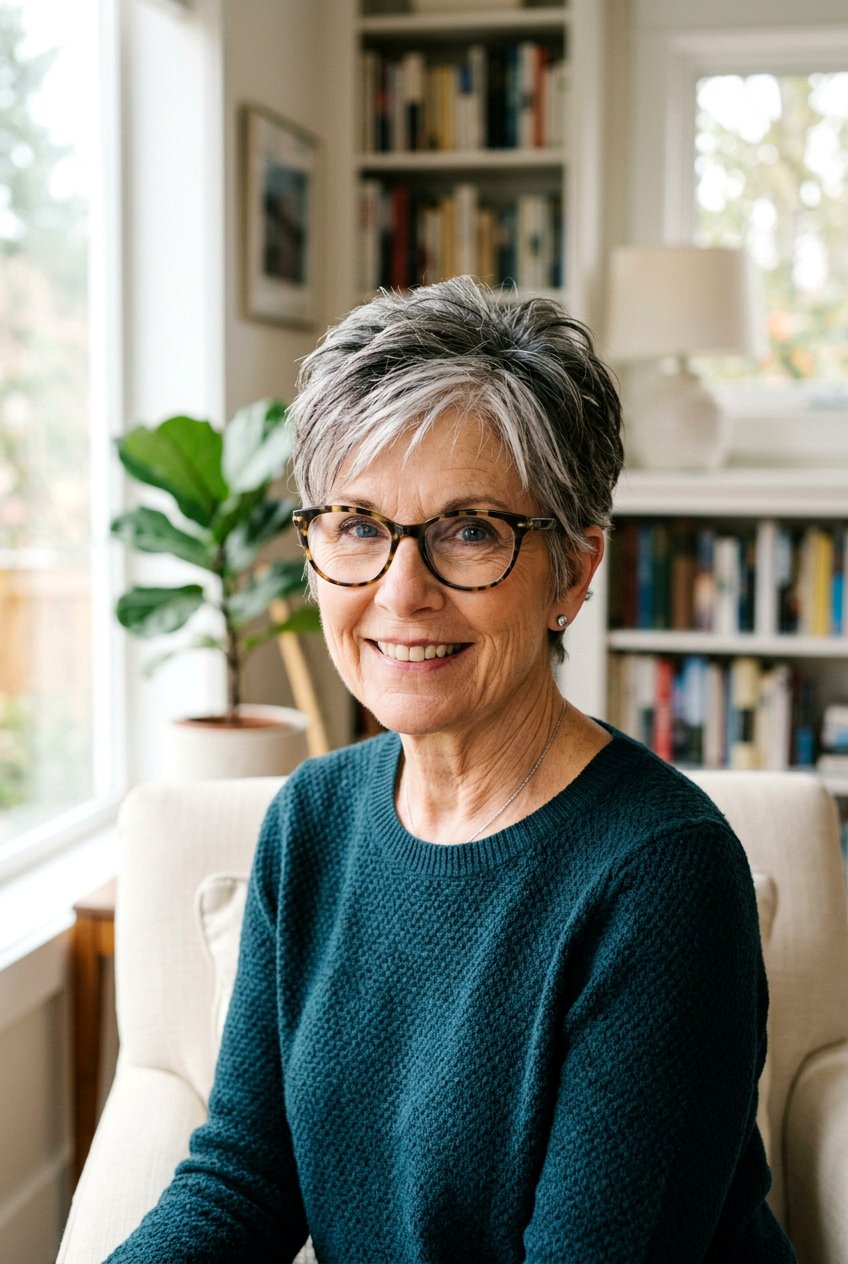 Salt And Pepper Pixie - 20 natural hairstyles for women over 60 - 20 natural hairstyles for women over 60