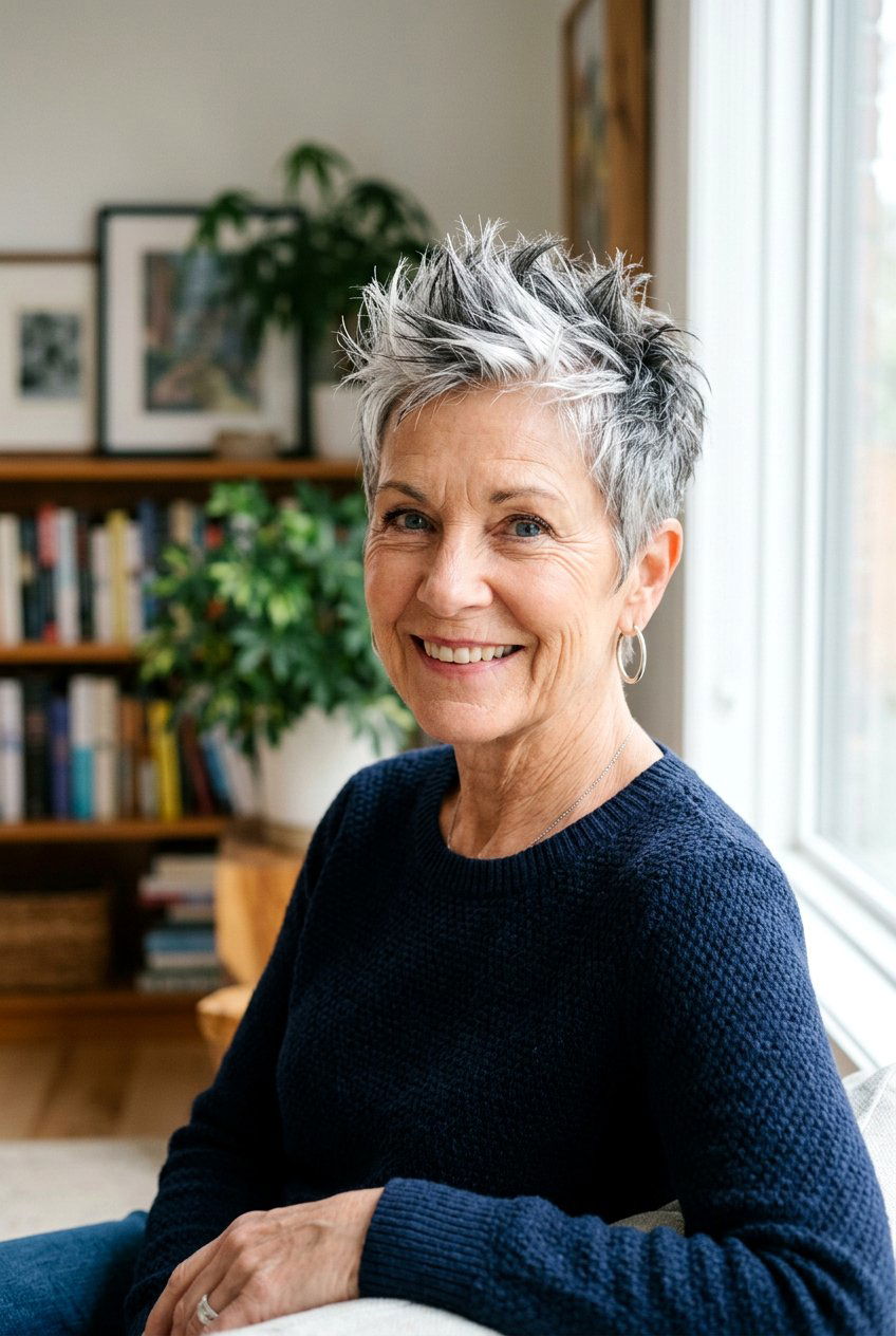 Salt And Pepper Pixie - 20 no fuss haircuts for older women - 20 no fuss haircuts for older women