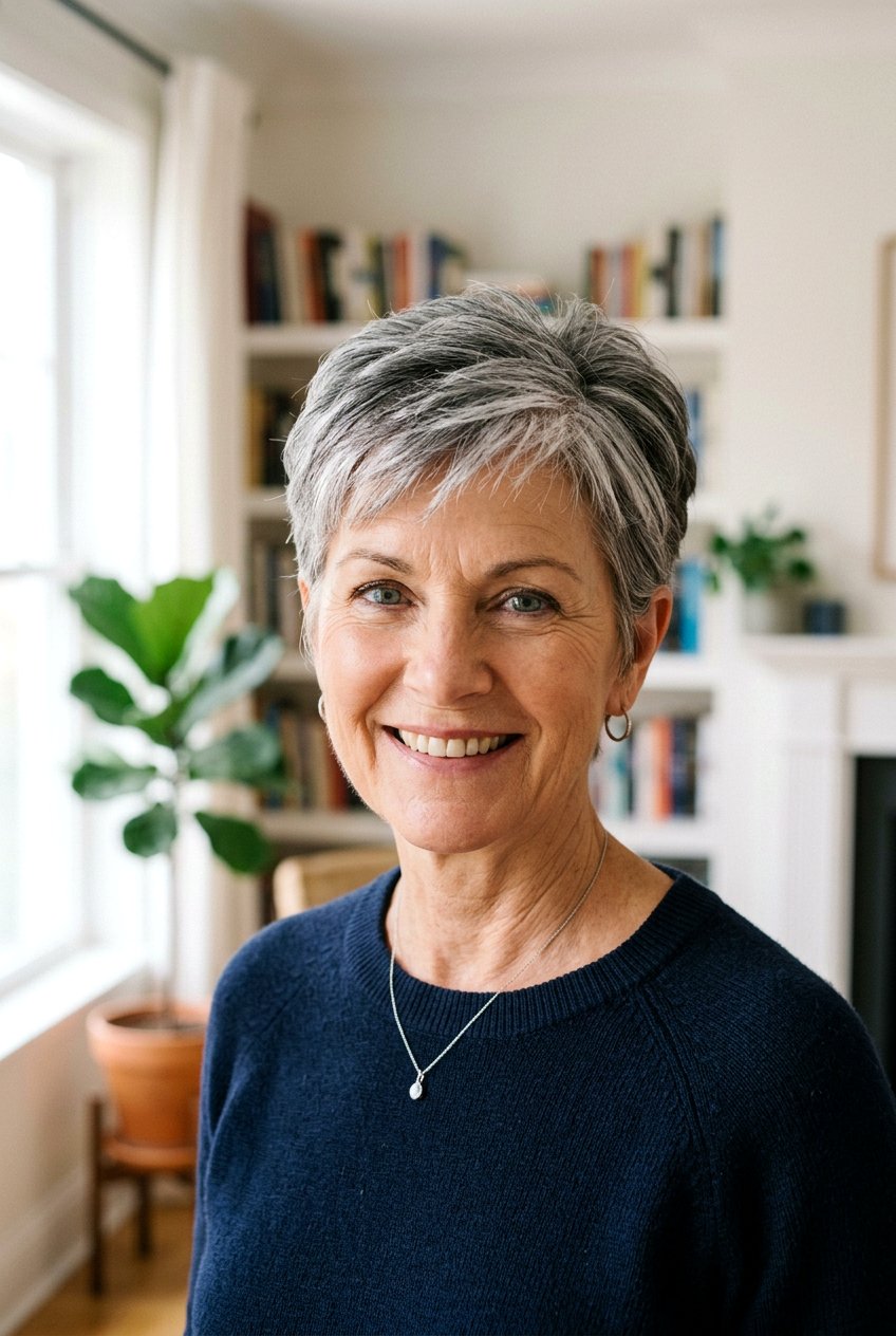 Salt And Pepper Pixie - 20 short hairstyles for women over 60 - 20 short hairstyles for women over 60