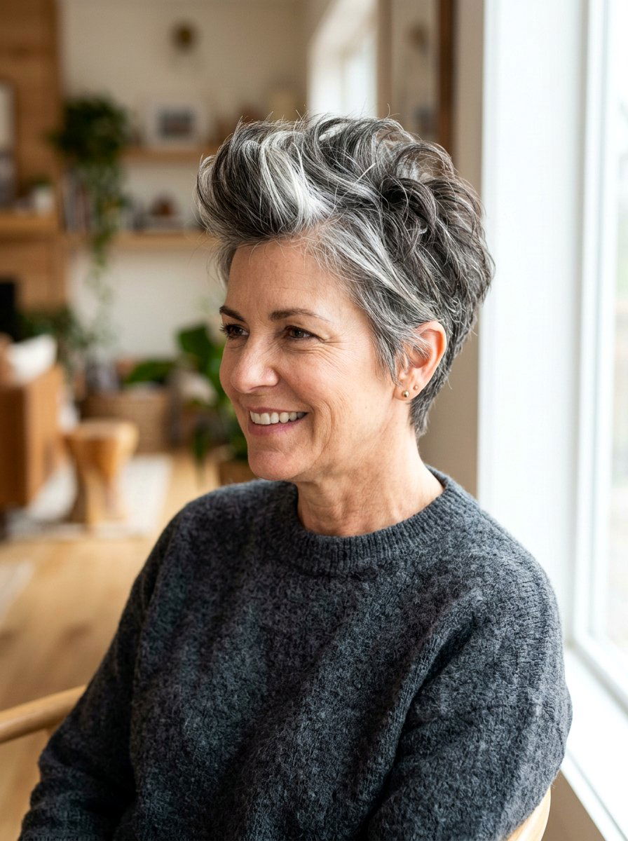 Salt And Pepper Pixie Crown Volume - 20 pixie cut with volume at crown - 20 pixie cut with volume at crown