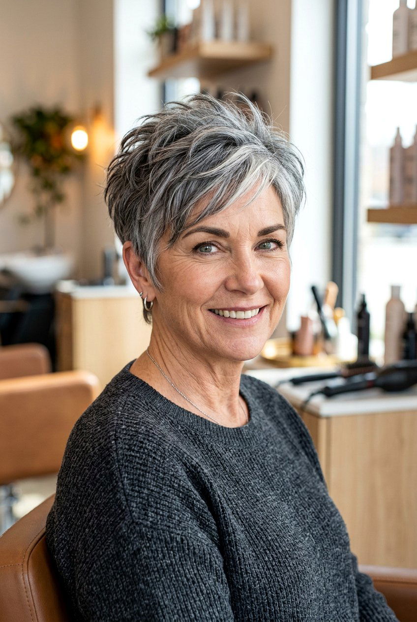 Salt And Pepper Pixie - 20 grandma hair color - 20 grandma hair color
