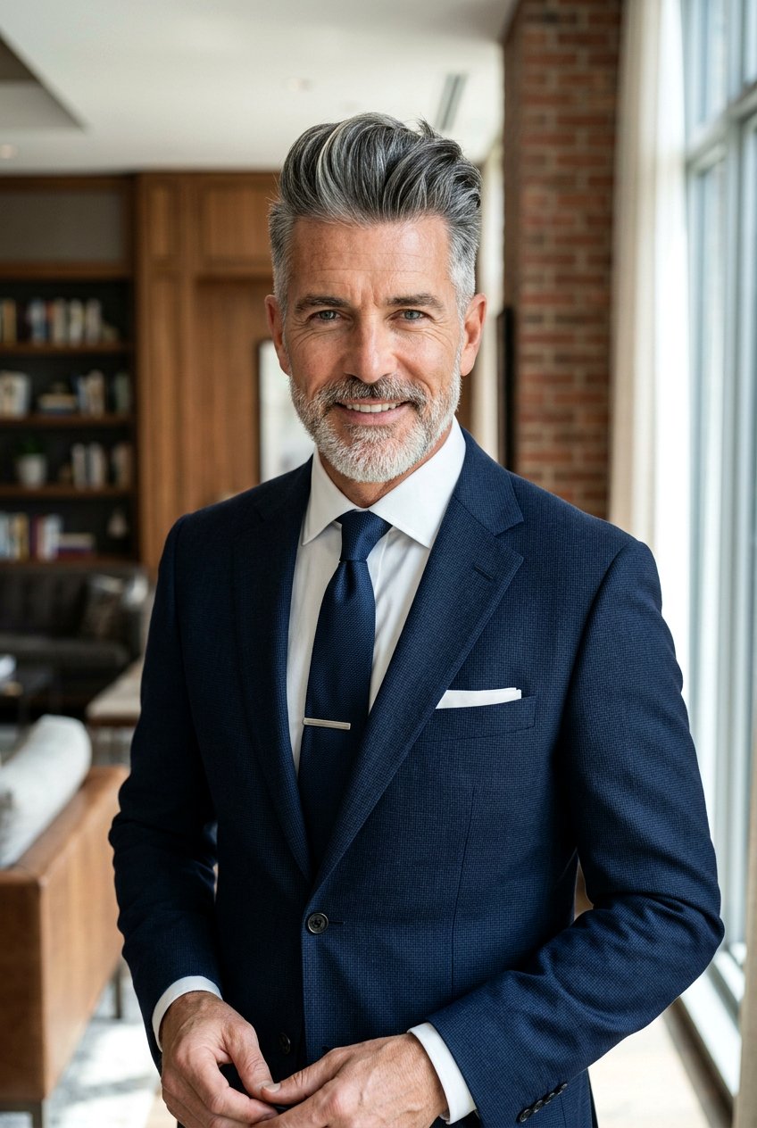 Salt And Pepper Pompadour - 20 mens haircut for mature gray hair - 20 men’s haircut for mature gray hair