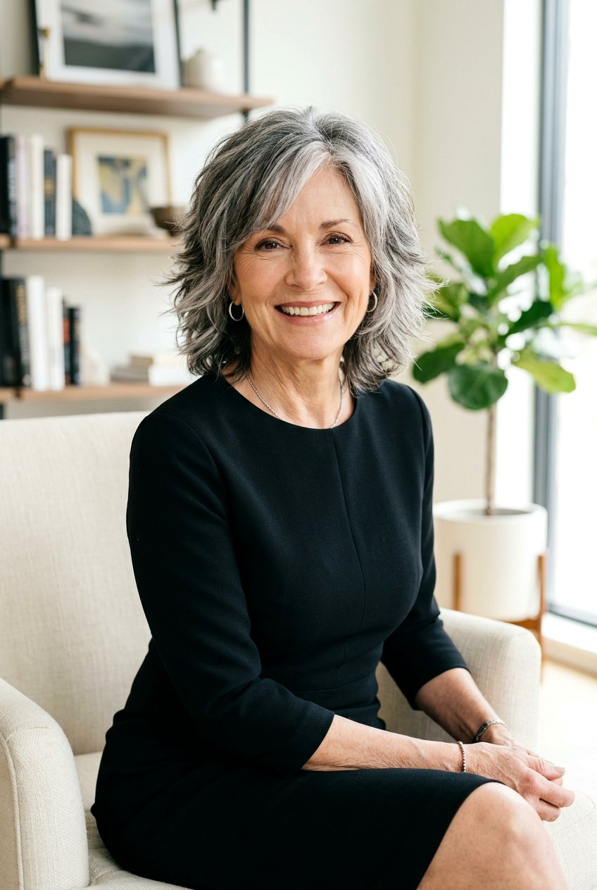 Salt And Pepper Shag - 20 feathered shag for mature women - 20 feathered shag for mature women