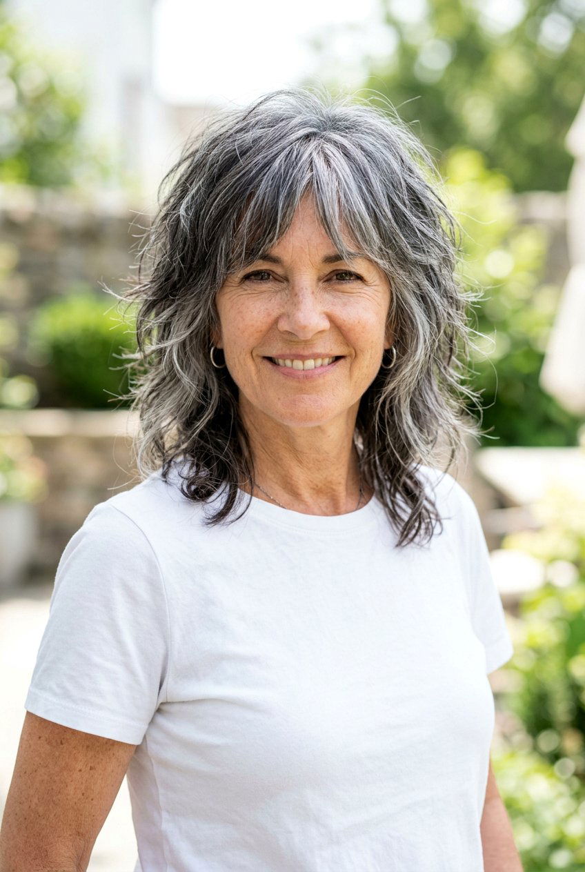 Salt And Pepper Shag - 20 gray shag haircut for women over 60 - 20 gray shag haircut for women over 60