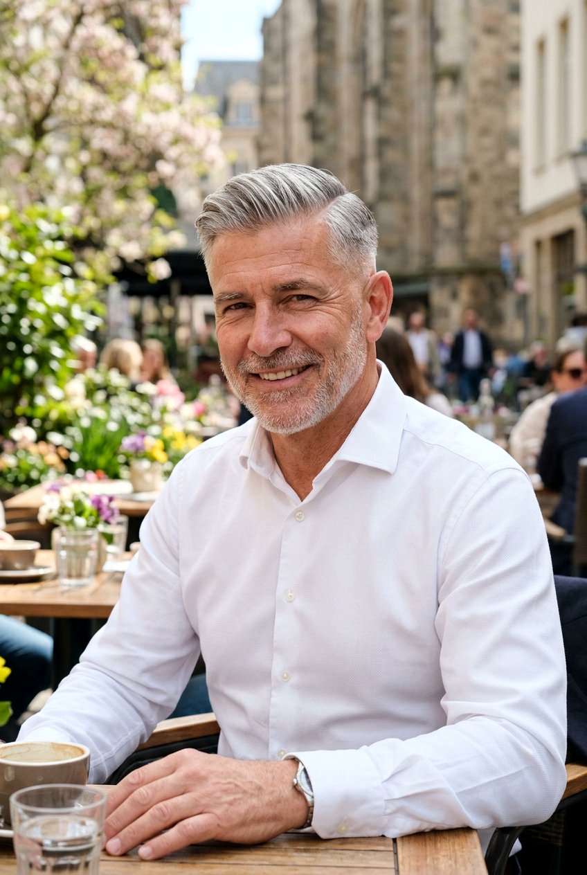 Salt And Pepper Side Part Comb Over Low Fade - 20 men salt and pepper side part - 20 men salt and pepper side part