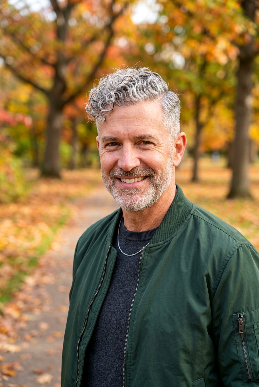 Salt And Pepper Side Part Curly Top - 20 men salt and pepper side part - 20 men salt and pepper side part