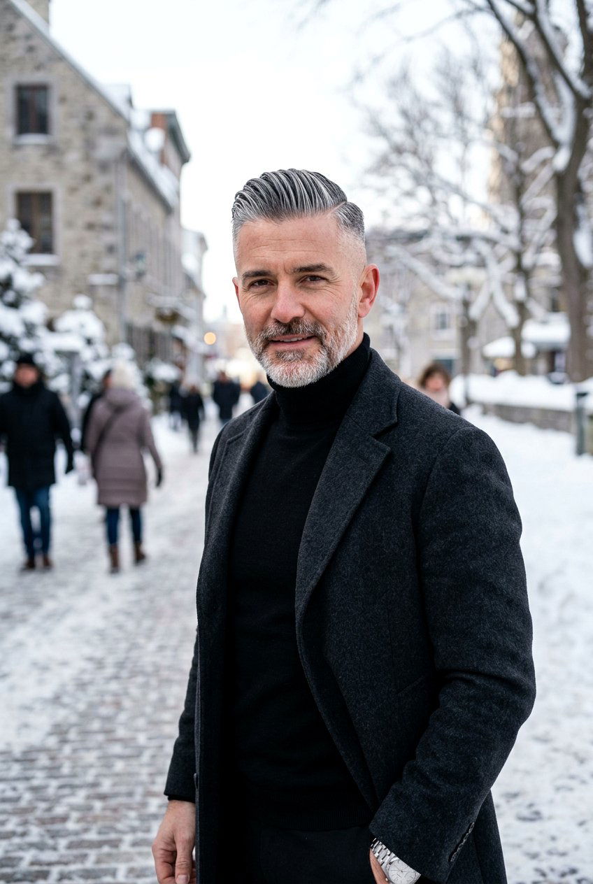 Salt And Pepper Side Part Disconnected Undercut - 20 men salt and pepper side part - 20 men salt and pepper side part