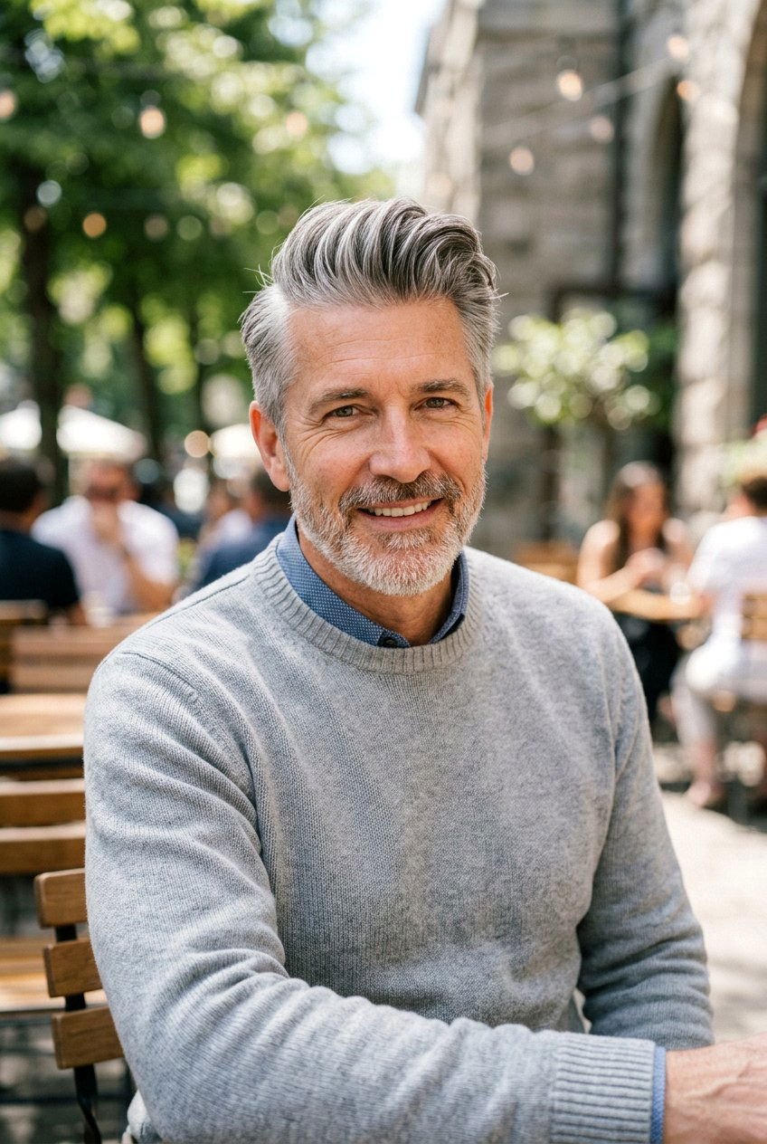 Salt And Pepper Side Part Quiff - 20 men salt and pepper side part - 20 men salt and pepper side part