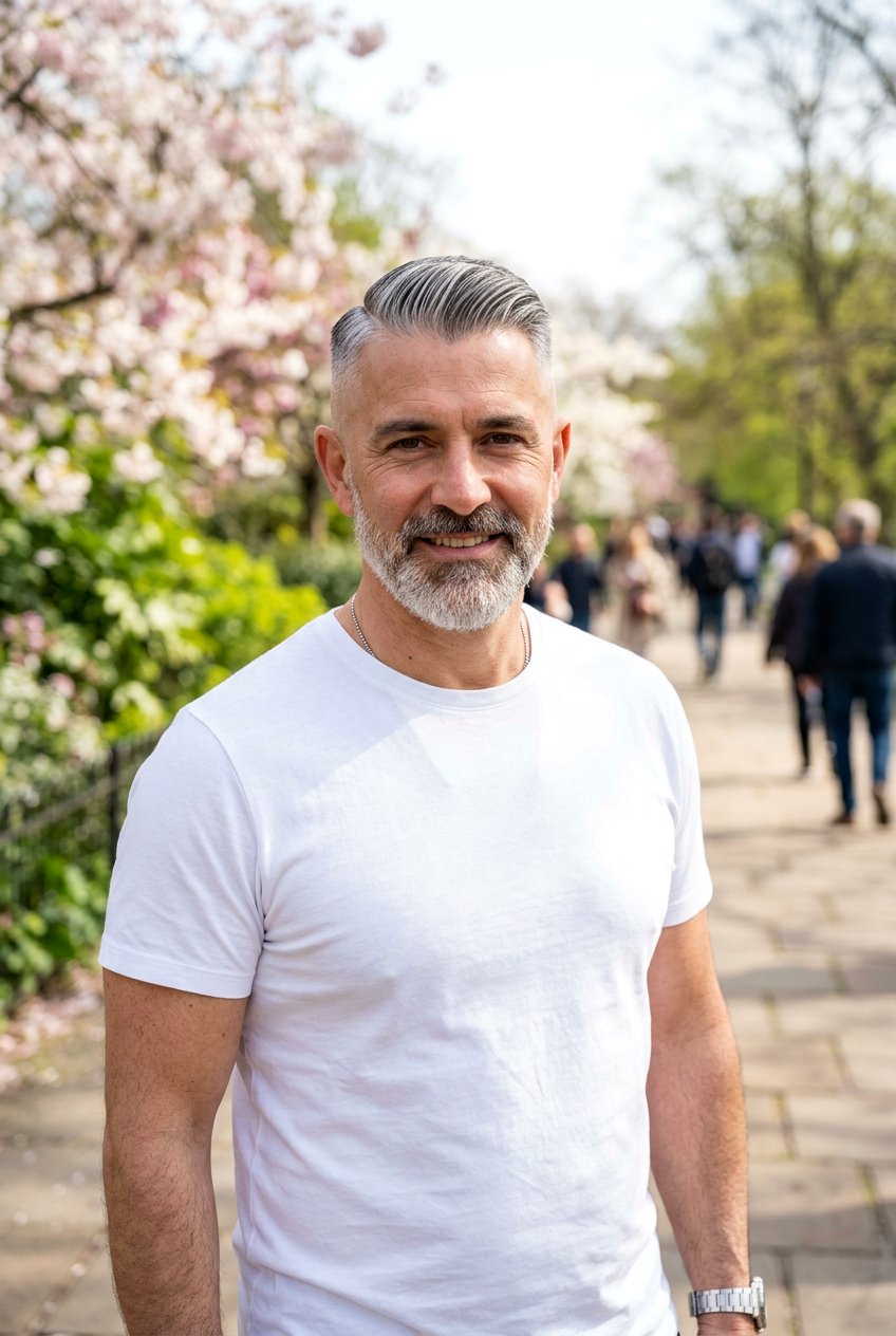 Salt And Pepper Side Part Skin Fade - 20 men salt and pepper side part - 20 men salt and pepper side part