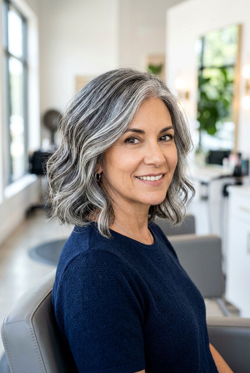 Salt And Pepper Silver Balayage - 20 silver balayage for dark hair - 20 silver balayage for dark hair