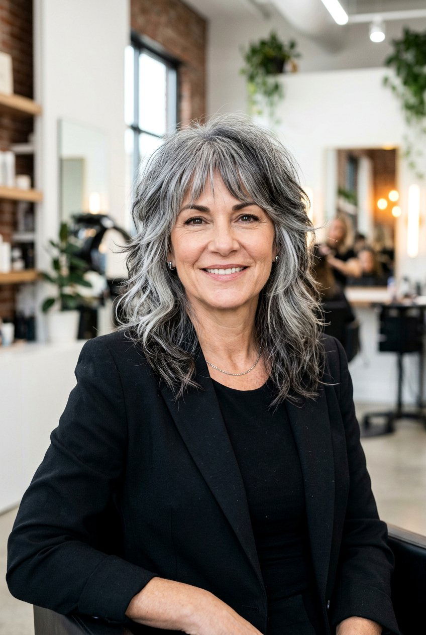 Salt And Pepper Wolf Cut - 20 gray wolf cut for women - 20 gray wolf cut for women