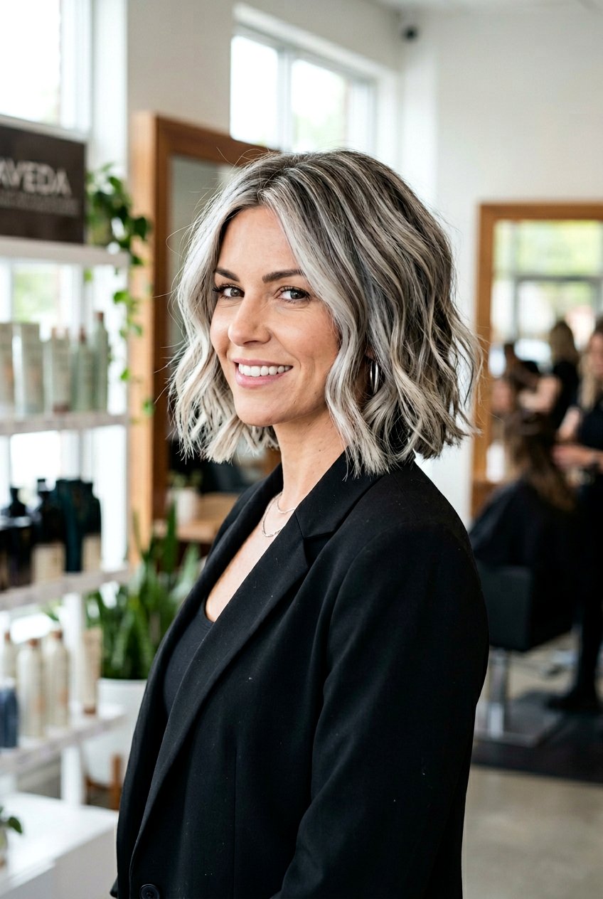 Salt and Pepper Blonde Balayage - 20 gray blending balayage for blondes - 20 gray blending balayage for blondes