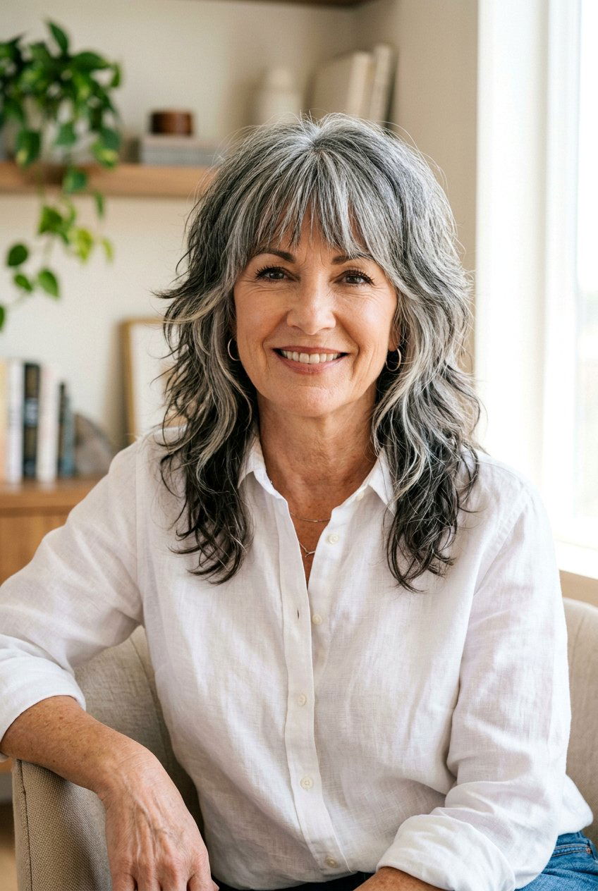 Salt and Pepper Hair Color - 20 hair color ideas for women over 50 - 20 hair color ideas for women over 50