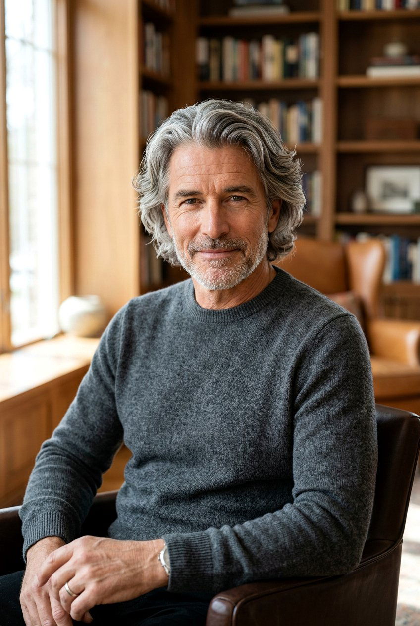 Salt and Pepper Middle Part Flow - 20 middle part flow haircut men - 20 middle part flow haircut men