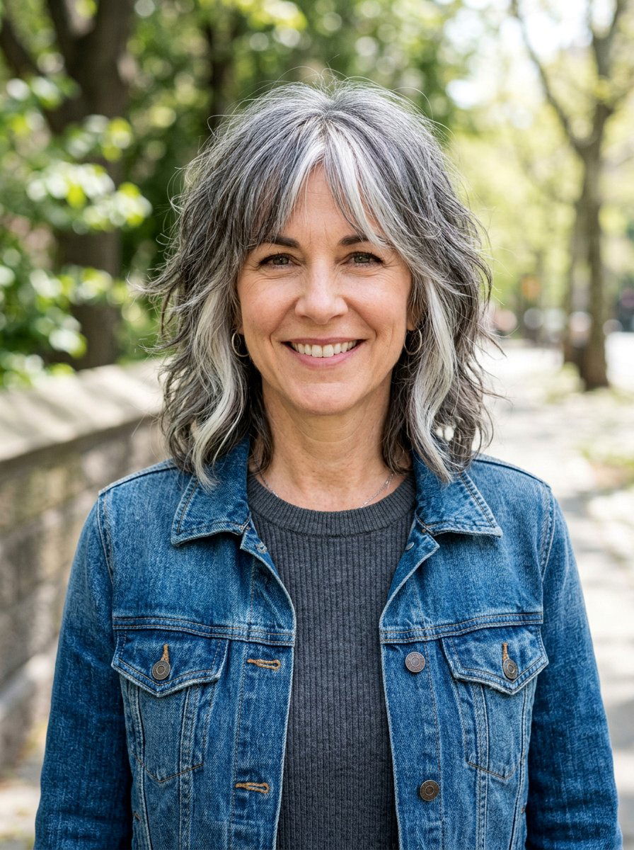 20 Flattering Silver Money Piece For Gray Transition Styles