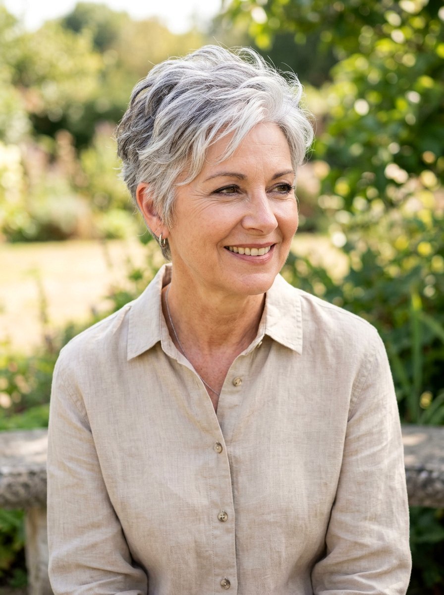 Salt and Pepper Pixie Haircut - 20 silver pixie hair color ideas - 20 silver pixie hair color ideas