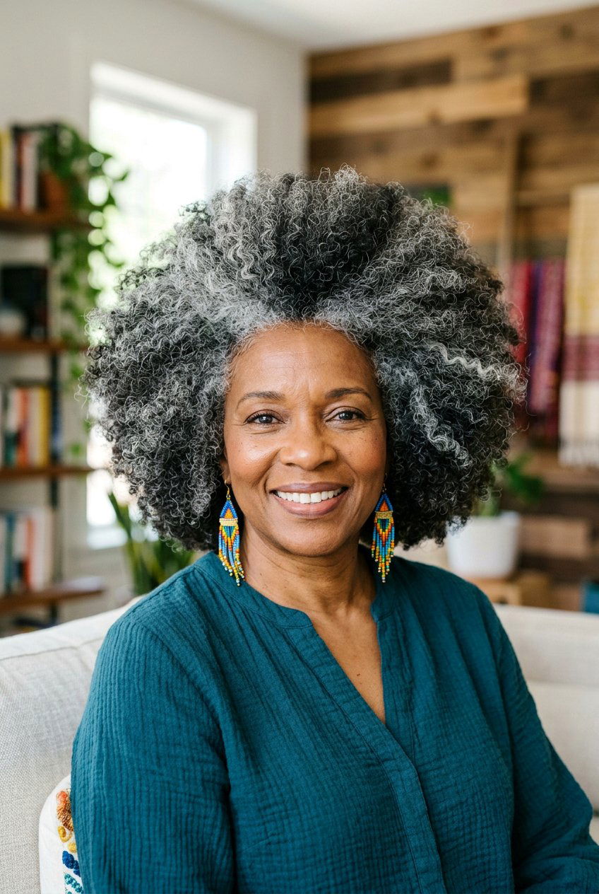 Salt and pepper afro - 20 gray natural hairstyles for black women - 20 gray natural hairstyles for black women