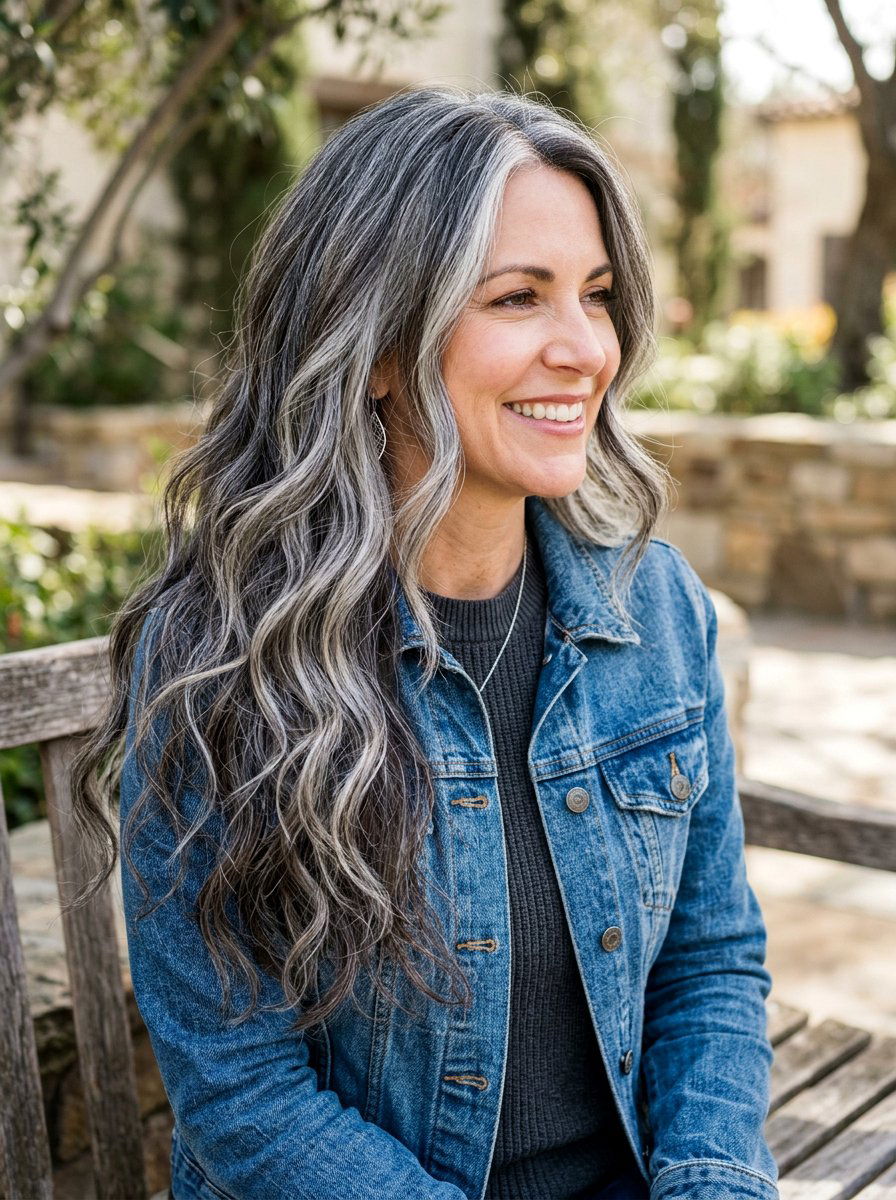 Salt and pepper balayage - 20 salt and pepper lowlights - 20 salt and pepper lowlights