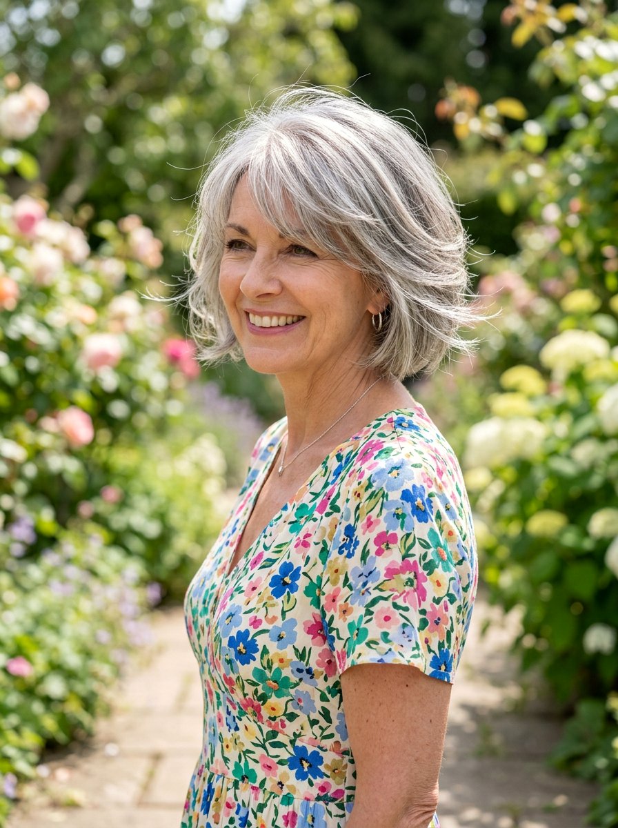 Salt and pepper feathered bob - 20 salt and pepper bob haircut - 20 salt and pepper bob haircut