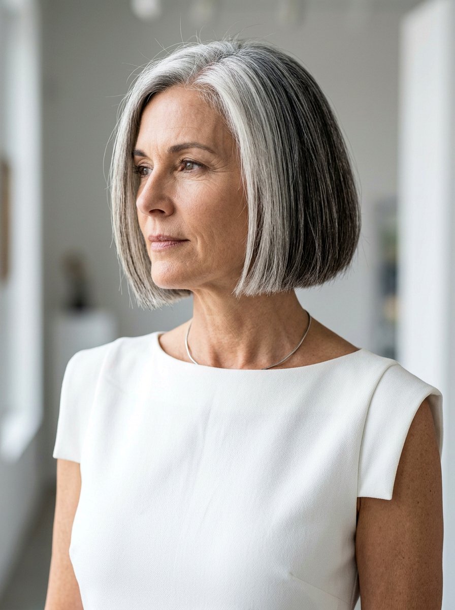 Salt and pepper laser line bob - 20 salt and pepper bob haircut - 20 salt and pepper bob haircut